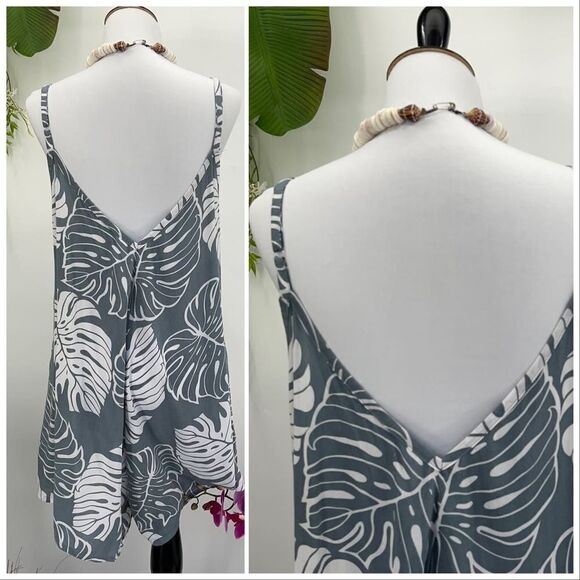 Kau wela Summer Mini Romper Beach Boho Romper Gypsy Overall Wide Leg Monstera - Picture 11 of 16